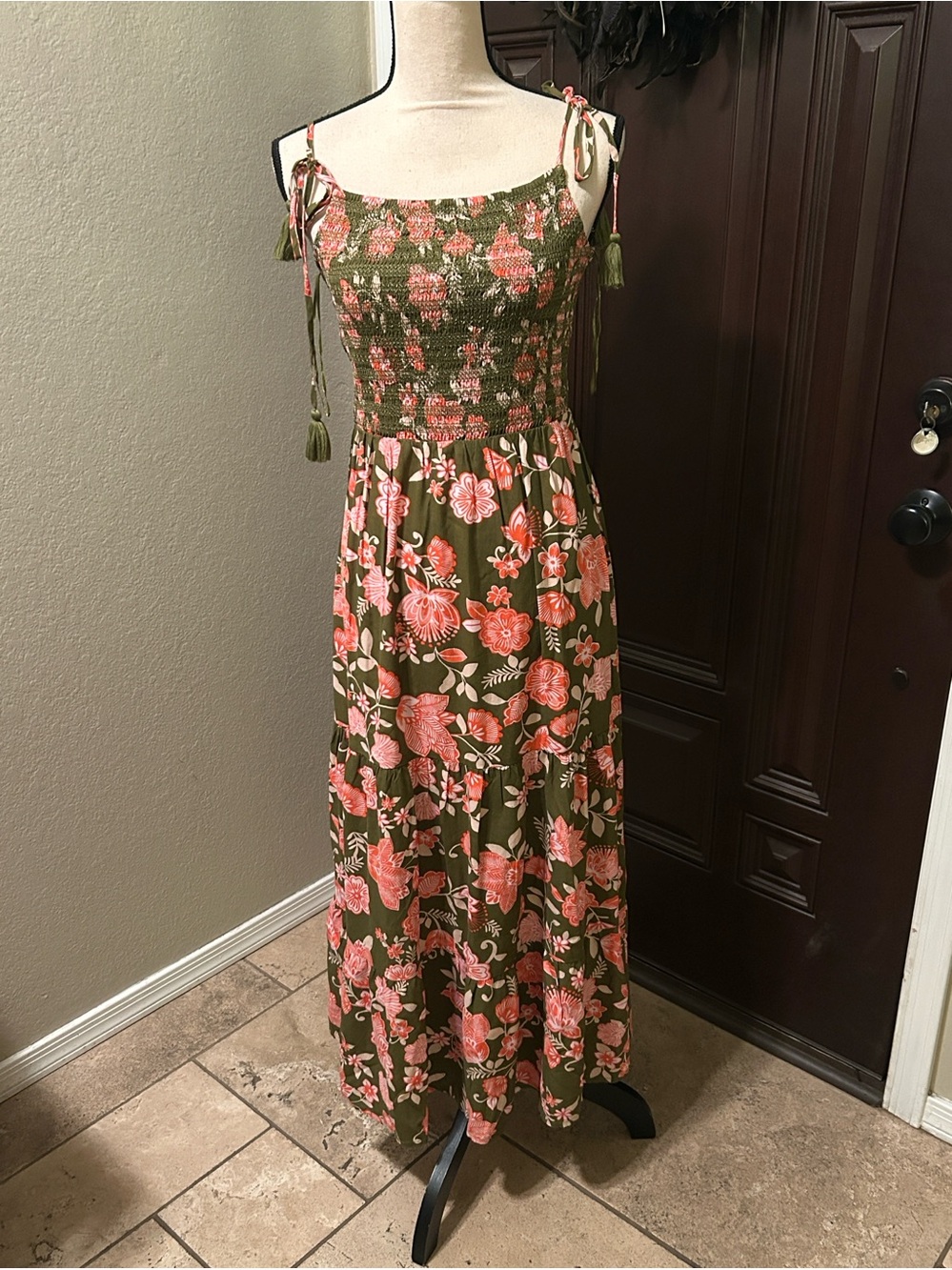 Patrons of Peace Smocked Floral Maxi Dress